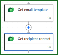 Screenshot of 2 get by row ID actions, one for email template, another for contact